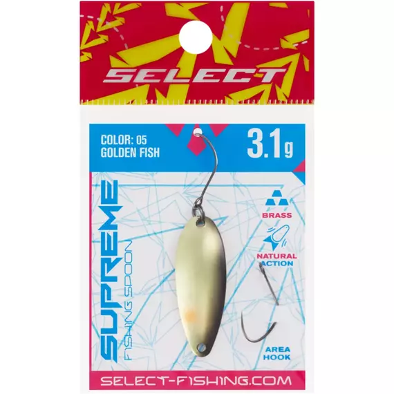 Блешня Select Supreme 3.1g 34mm #05 Golden Fish, Вага блешні: 3.1, Колір блешні: #05 Golden Fish, фото , изображение 2